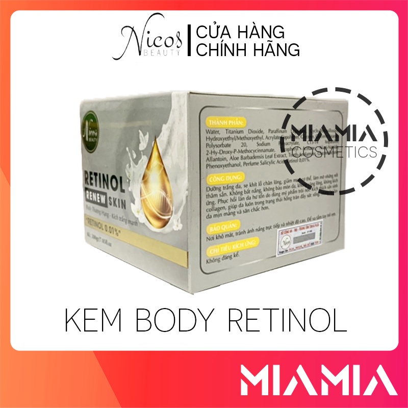Kem Body Retinol Nicos Beauty Chính Hãng Body Thượng Hạng Kích Trắng Mạnh