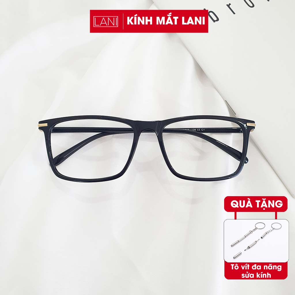 Gọng kính cận nam nữ nhựa dẻo siêu bền vuông to nhiều màu thời trang Lani 501 - Lắp mắt cận có độ theo yêu cầu