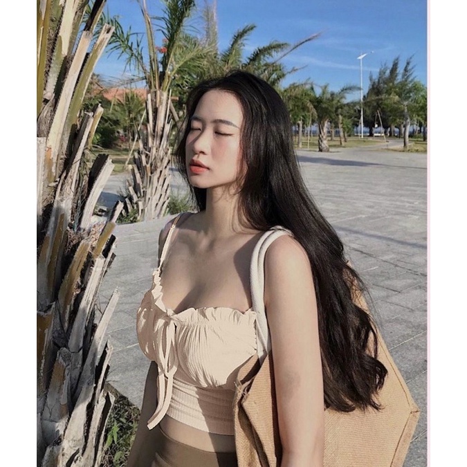 Áo hai dây áo croptop rút dây cột nơ đi biển xinh xắn 086 (Giá sỉ) Lissa