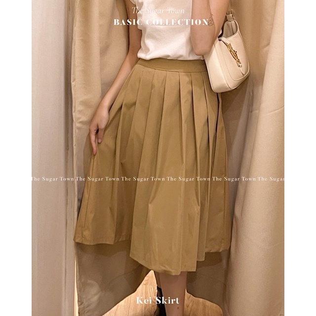 Chân váy nâu be Kei by Sugartown