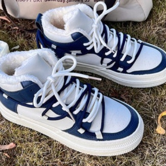 Giày Thể Thao cotton Lót Lông Cừu Hai Lớp Cổ Cao Thời Trang Thu Đông Mới Đơn Giản Dễ Phối Đồ Mẫu niche Chính Hãng Dành Cho Bạn Nữ