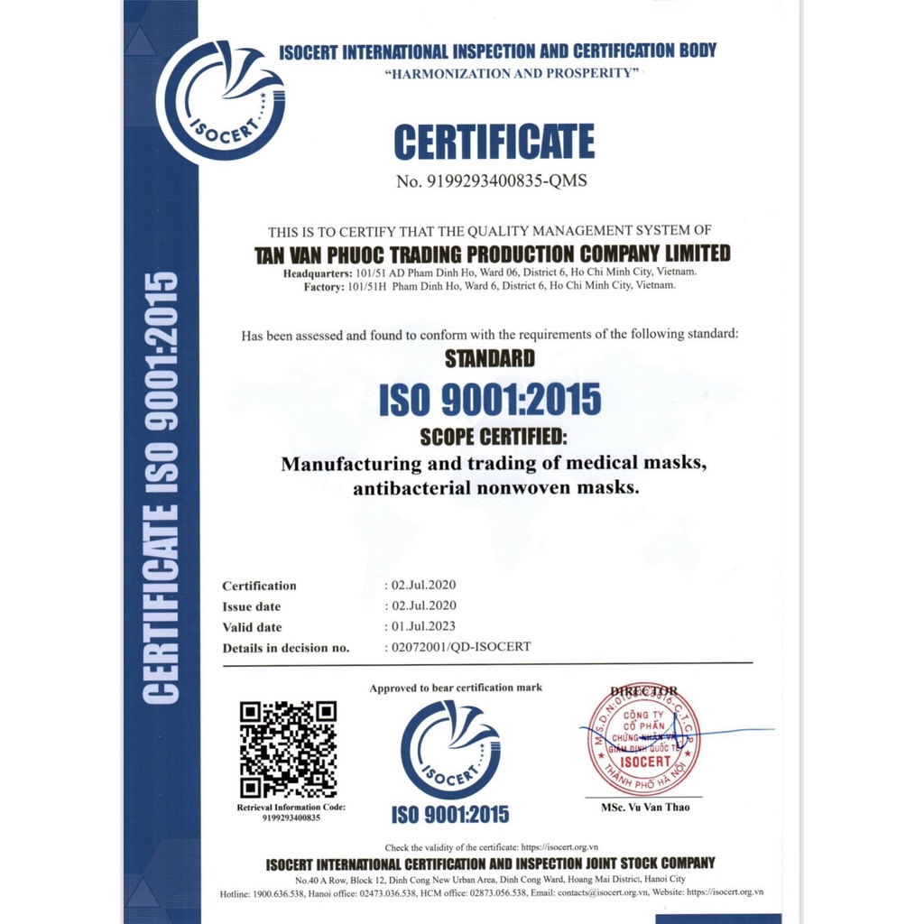 Khẩu trang cua An Tâm, hot trend, thùng 300 cái