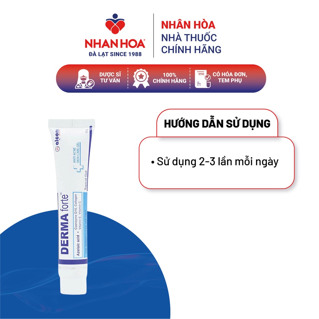 Kem Bôi Giảm Mụn Trứng Cá Ngừa Thâm Mờ Sẹo Dưỡng Da Derma Forte Gel Type 15g