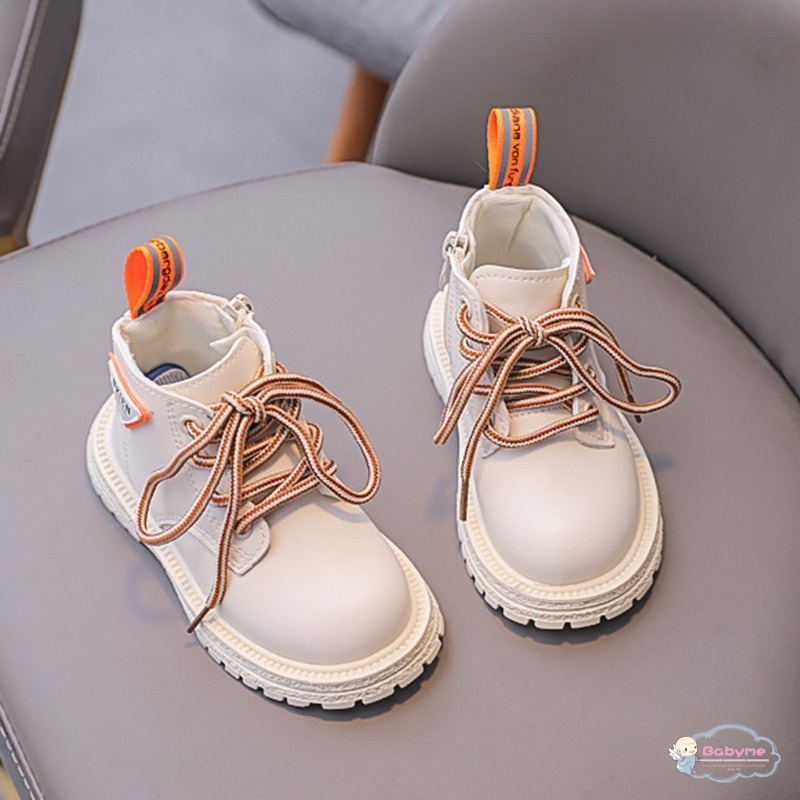 Giày Bốt Martin Màu Vàng Có Khóa Kéo Bên Hông Cho Bé Gái