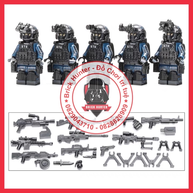 Army Swat minifigures Đội 5 Lính đặc nhiệm chống khủng bố STS của Hong Kong