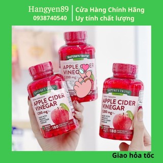 Viên Uống Giảm Cẩn Giấm Táo  Apple Cider Vinegar 1200mg  đẹp da,detox cơ thể ,giảm mỡ bụng 180 viên