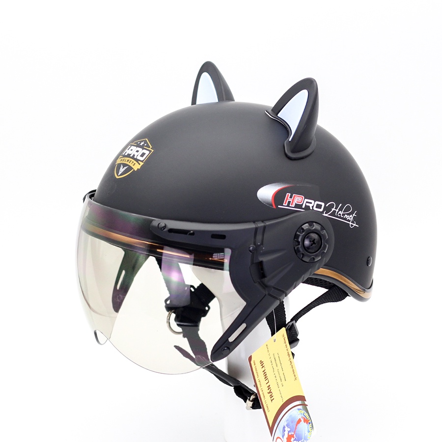 Mũ Bảo Hiểm Nữa Đầu Tai Mèo Có Kính Hpro 03K