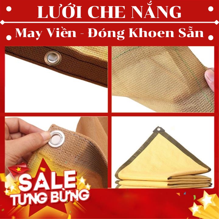 Lưới Che Nắng Nam Việt - Giá Bán Trên 1 Mét Vuông - Màu Vàng - May Viền Đóng Khoen Sẵn