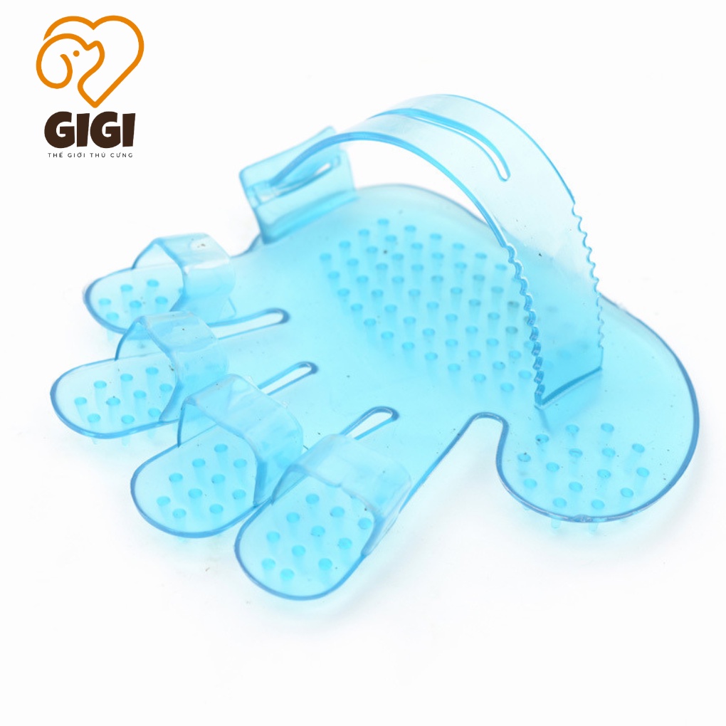 Găng tay nhựa dẻo chải lông và tắm thú cưng dụng cụ vệ sinh làm đẹp massage phụ kiện chó mèo - GiGi Pet Shop