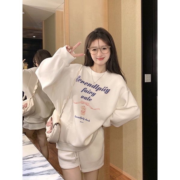 SÉT THUN ÁO TRẮNG IN CHỮ + QUẦN CHUN RÚT DÂY