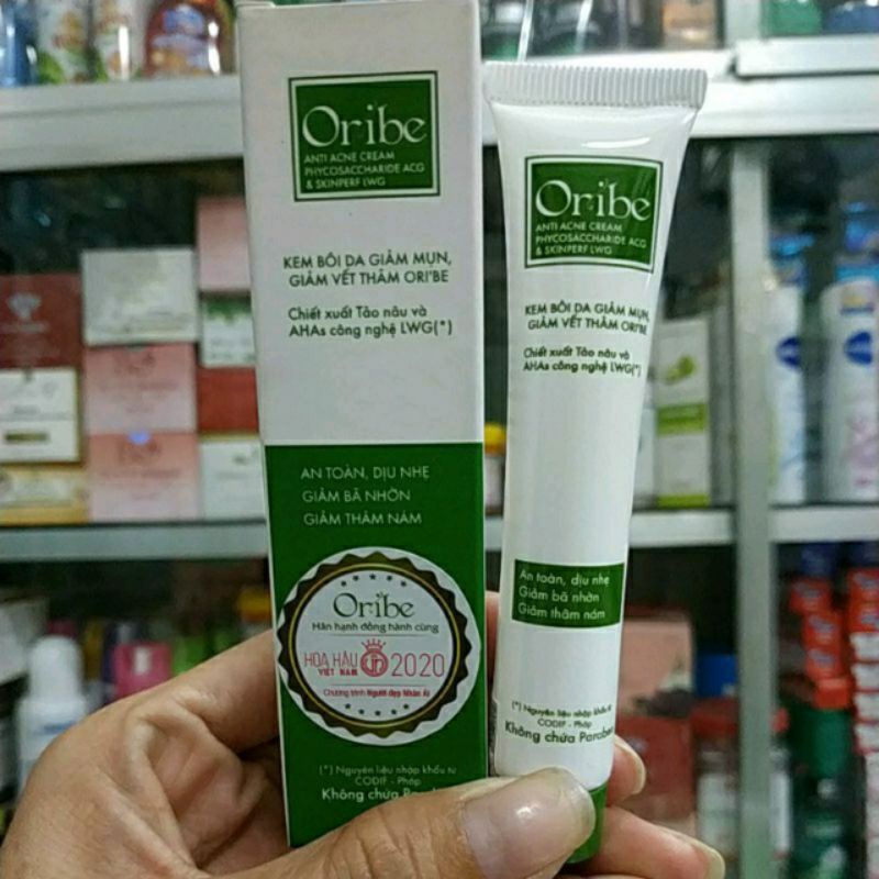 KEM GIẢM NHỜN MỤN THÂM THIÊN NHIÊN ORIBE 20G, CHIẾT XUẤT AHA VÀ TẢO NÂU AN TOÀN VÀ HIỆU QUẢ