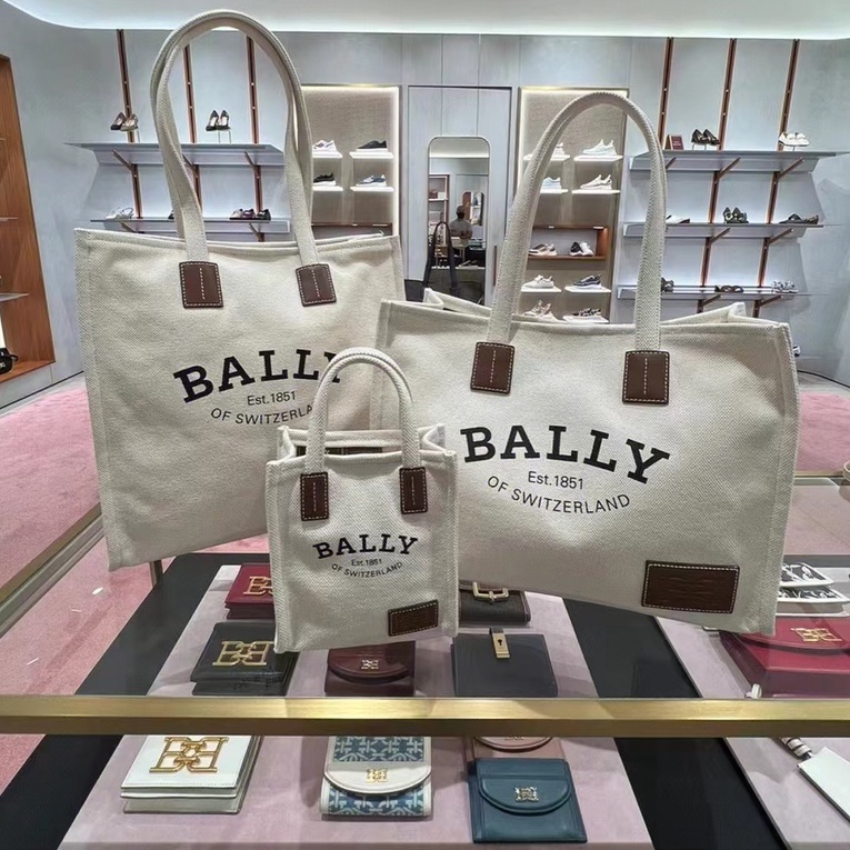 Bally Túi Tote Đeo Vai Bằng Vải Bạt Và Da Đẹp Thời Trang 2022 Dành Cho Bạn Nữ
