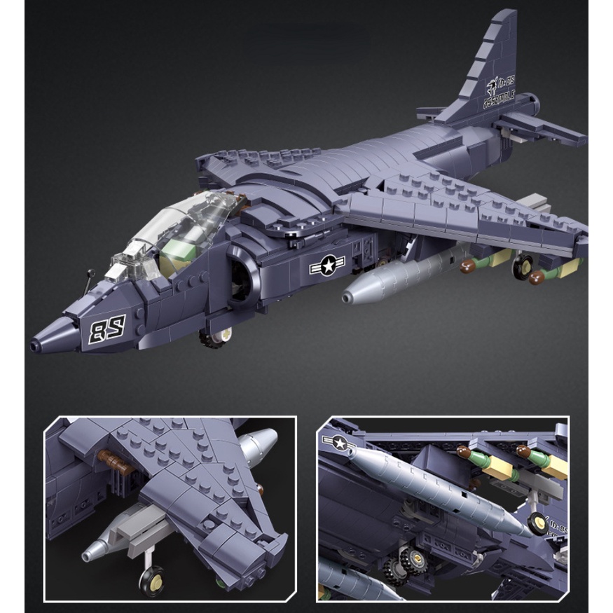 807 Khối Lắp Ráp Máy Bay Chiến Đấu MOC WW2 AV-8 Harrier II Mới