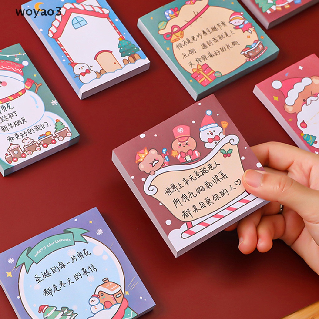 [woyao3] Set 50 Tờ Giấy Ghi Chú Giáng Sinh Tự Dính Ghi Chú Đánh Dấu Trang Sách Cho Văn Phòng Trường Học Quà Tặng Kỳ Nghỉ