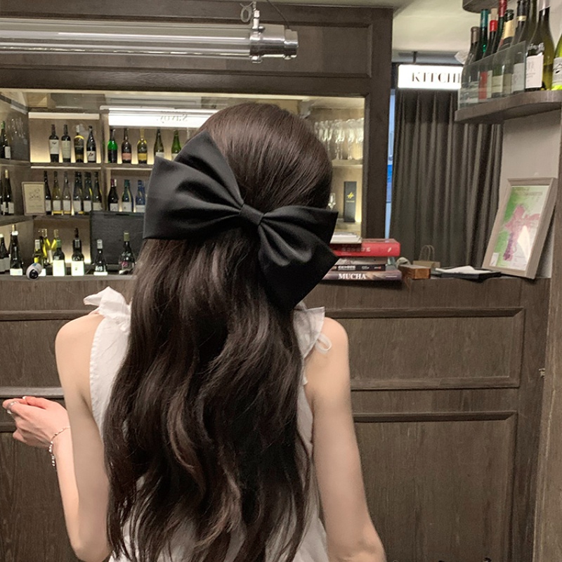 Kẹp Tóc Nơ Đen Vải Satin Thanh Lịch Và Thanh Lịch