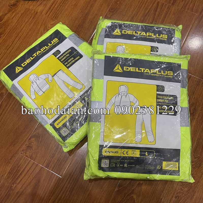 Áo mưa bộ phản quang xanh chuối Deltaplus EN400 LV