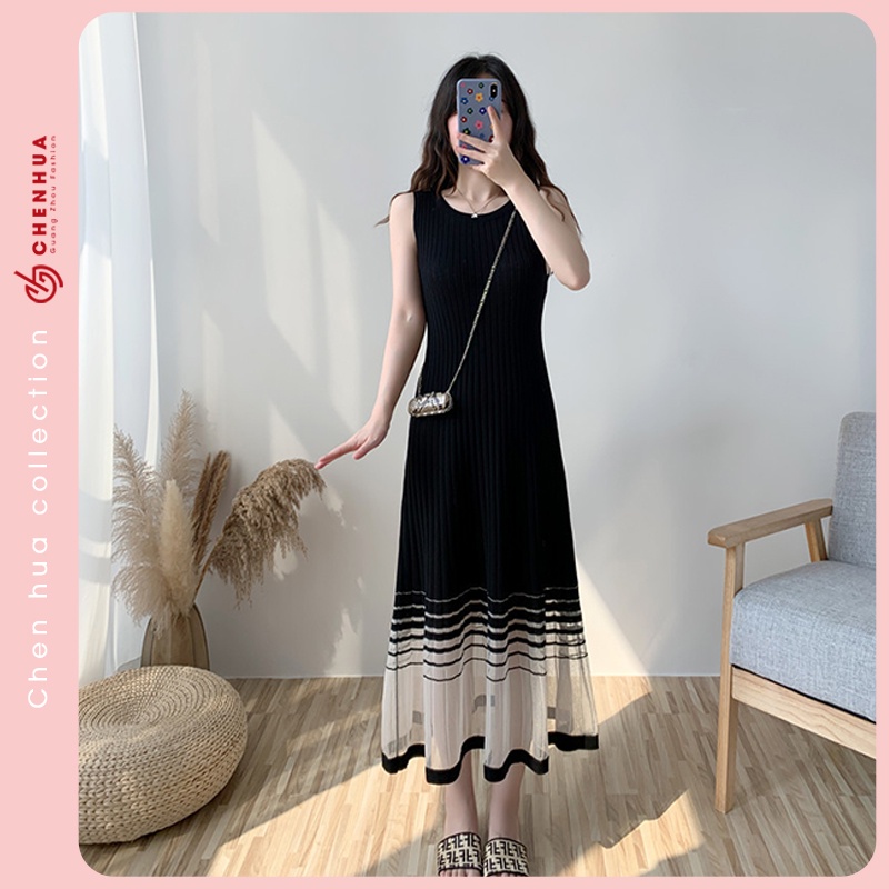 Váy len nữ ChenHua dáng dài chất len bẹt dày dặn đẹp VT18