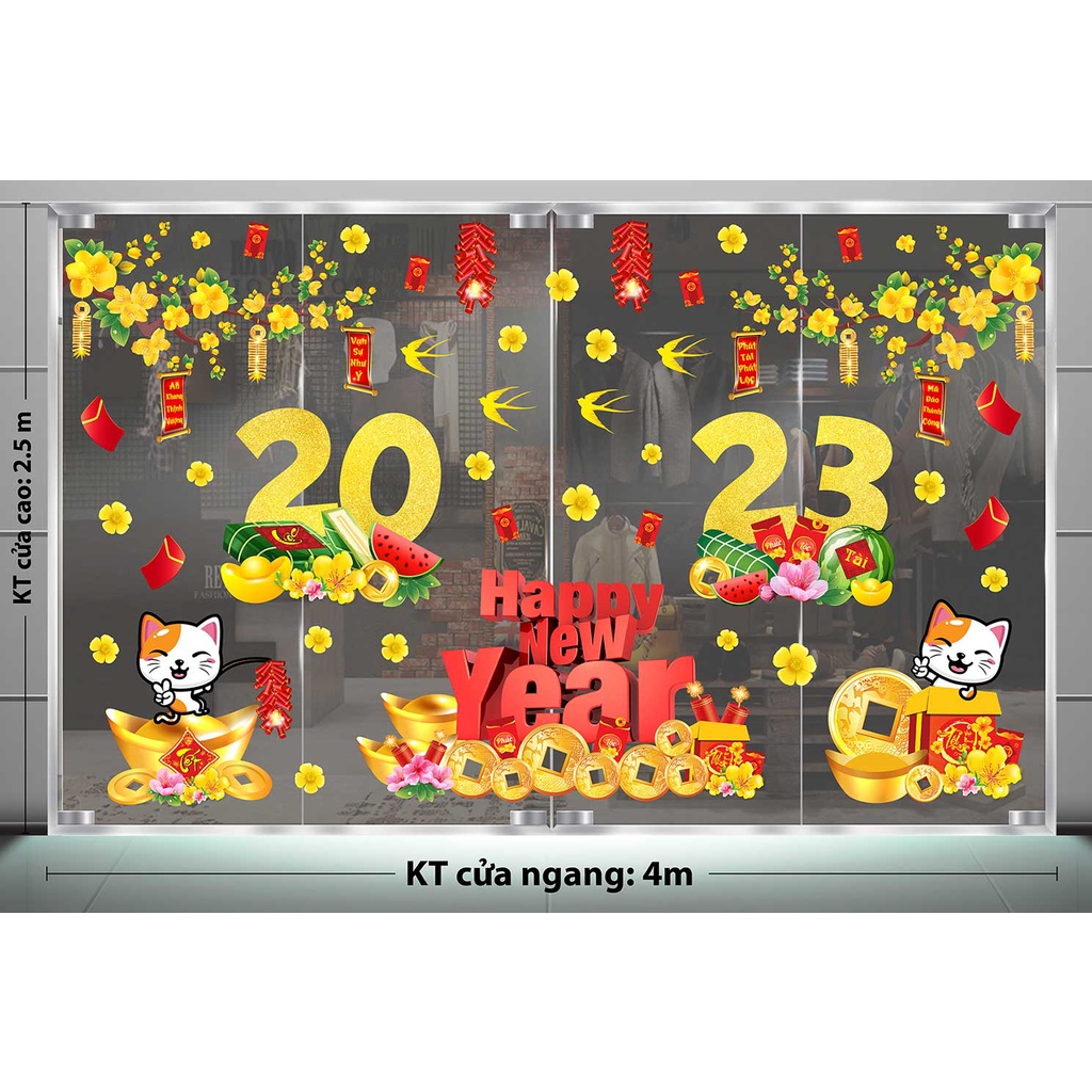 DECAL TRANG TRÍ TẾT 2023 COMBO SỐ 99