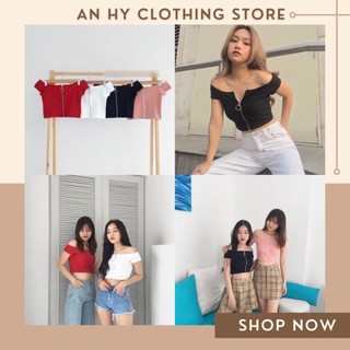 🥕áo_croptop_bẹt_vai_khoen_tròn🥦
