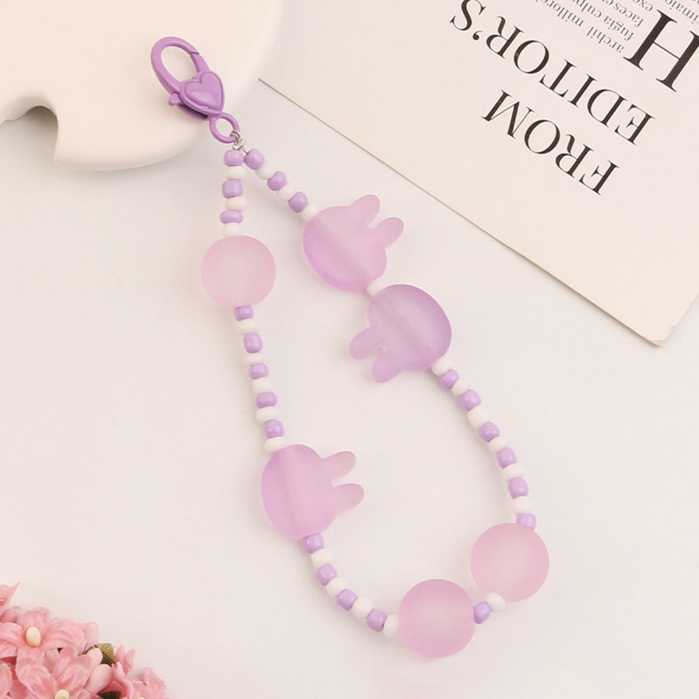 Móc Khóa Xỏ Hạt Màu Trơn Hình Thỏ Hoạt Hình Trang Trí Tai Nghe Không Dây