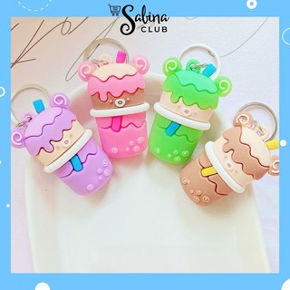 Móc khóa xe móc treo hình trà sữa siêu cute