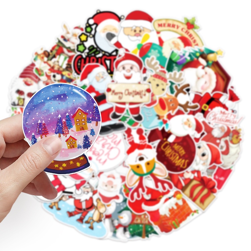 Z & M❀ Giáng Sinh Dán ❀ Bộ 50 Miếng Dán Chống Thấm Nước Độc Đáo Trang Trí Tiệc