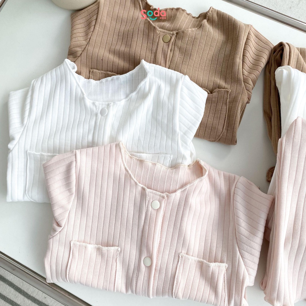 Bộ quần áo bé gái Milky SODA KIDS chất liệu thun gân co giãn, thiết kế cổ tròn, túi ngực phong cách Hàn Quốc