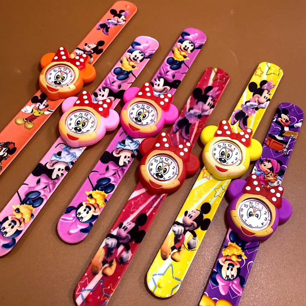 Đồng hồ em bé tay đập, đồ chơi trẻ em hình mickey nhiều màu sắc siêu dễ thương