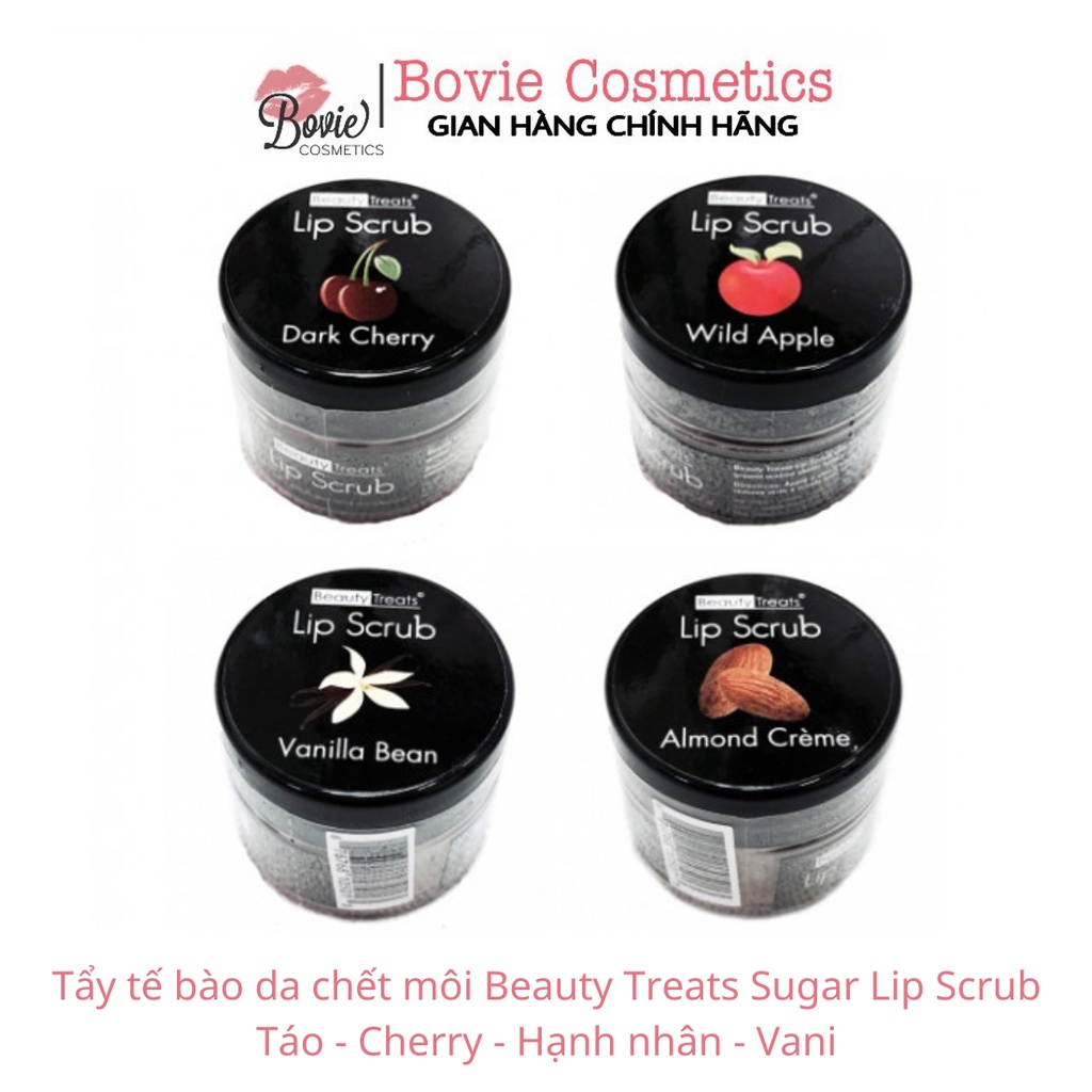 Tẩy tế bào da chết môi Beauty Treats Sugar Lip Scrub Táo - Cherry - Hạnh nhân - Vani