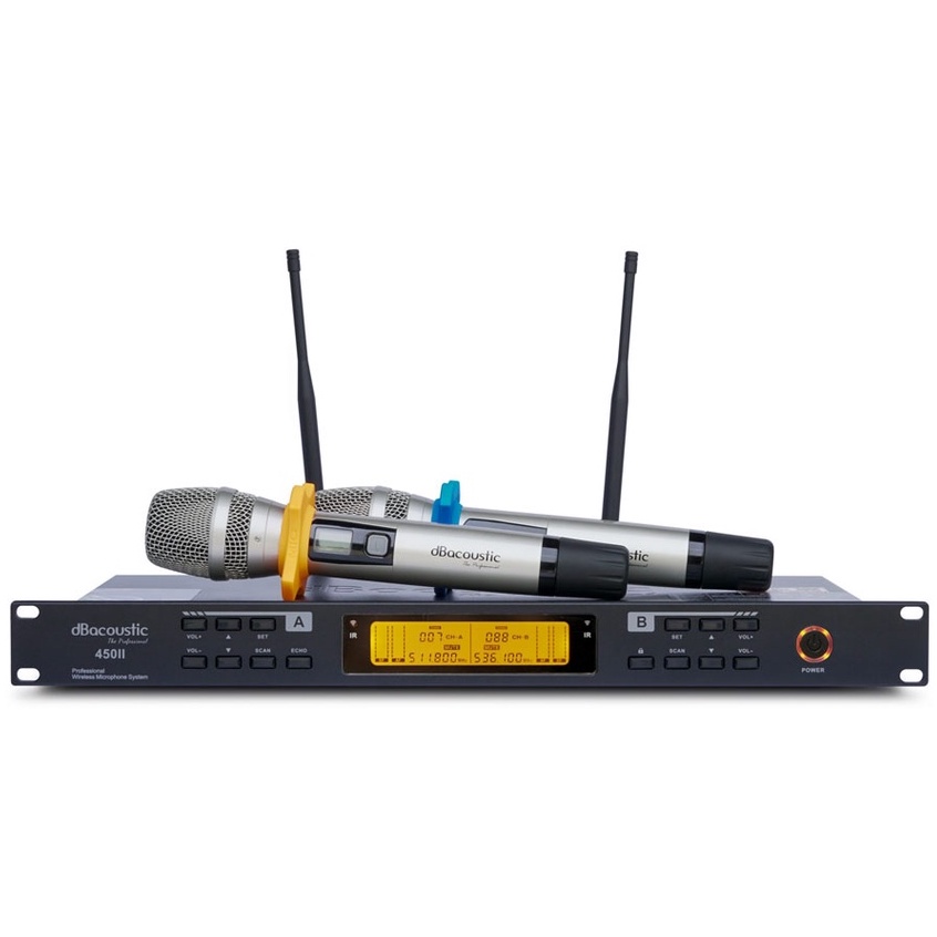 Micro không dây dBacoustic DB 450ii chuyên karaoke sân khấu, gia dinh 5 chế độ echo tích hợp sẵn trên mic