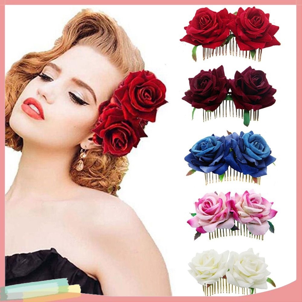 Lược Cài Tóc Họa Tiết Hoa Hồng Dành Cho Cô Dâu