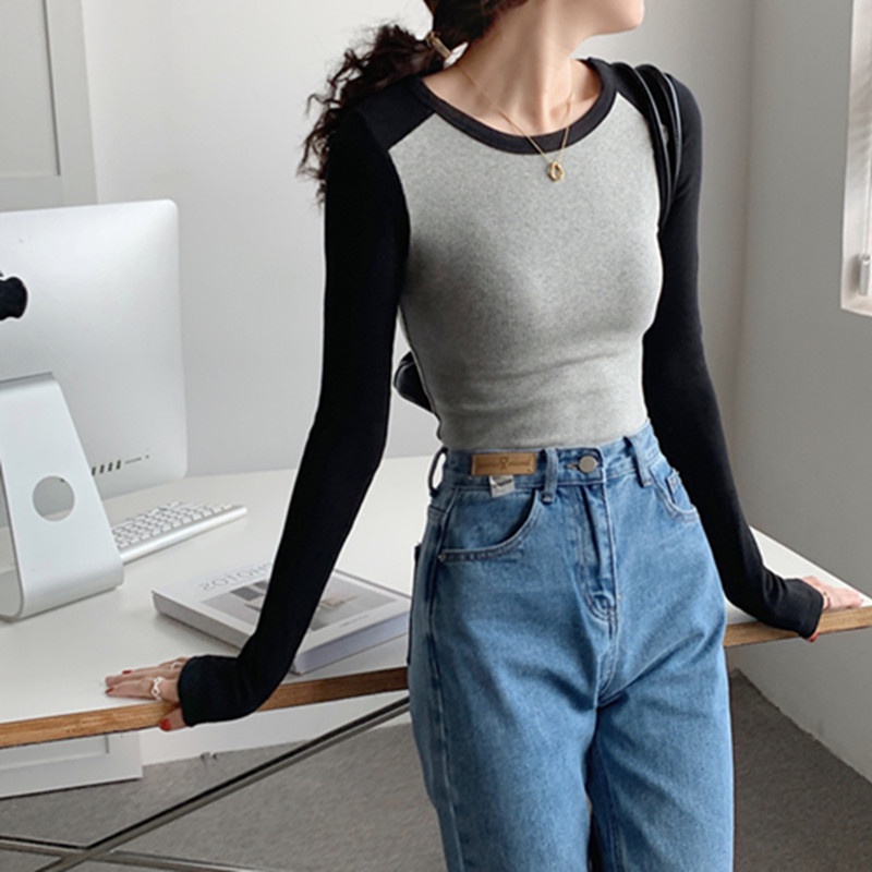 NRVP Áo Thun Nữ Dài Tay Dáng Rộng Thời Trang Hàn Quốc