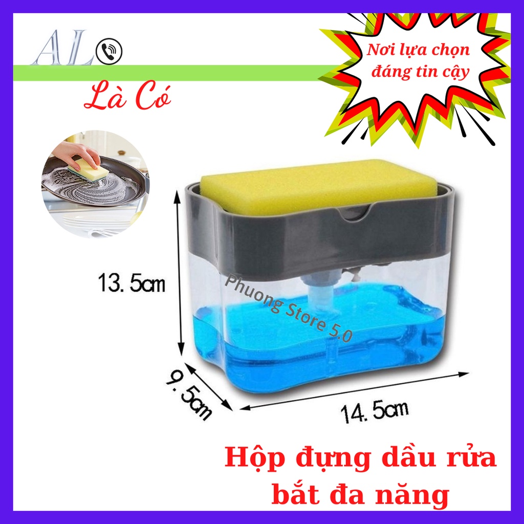 Hộp đựng dầu rửa bát đa năng-hộp đựng nước rửa chén thông minh kèm miếng rửa chén + Miếng Bọt Biển Caddy 2Trong1
