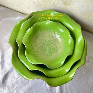 Bát thả hoa sen bát tụ lộc "minh đường tụ thủy" men thủy tinh xanh lá bát tràng