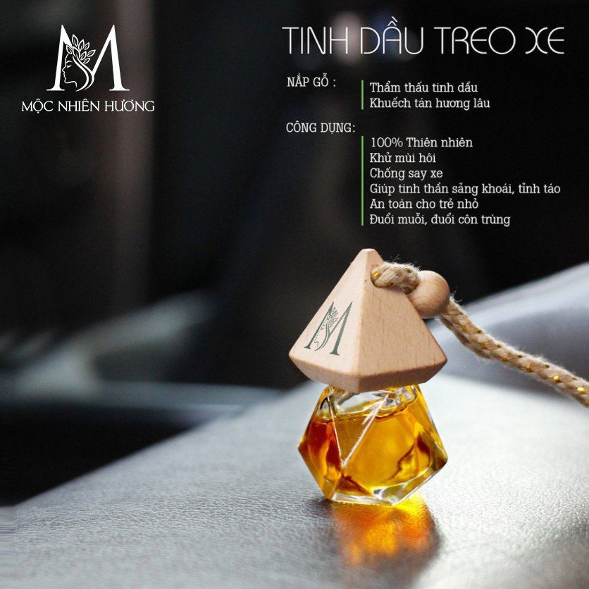 Tinh dầu treo xe ô tô nguyên chất 100% Mộc Nhiên Hương giúp thơm xe, khử mùi, chống say xe, thay thế nước hoa hiệu quả