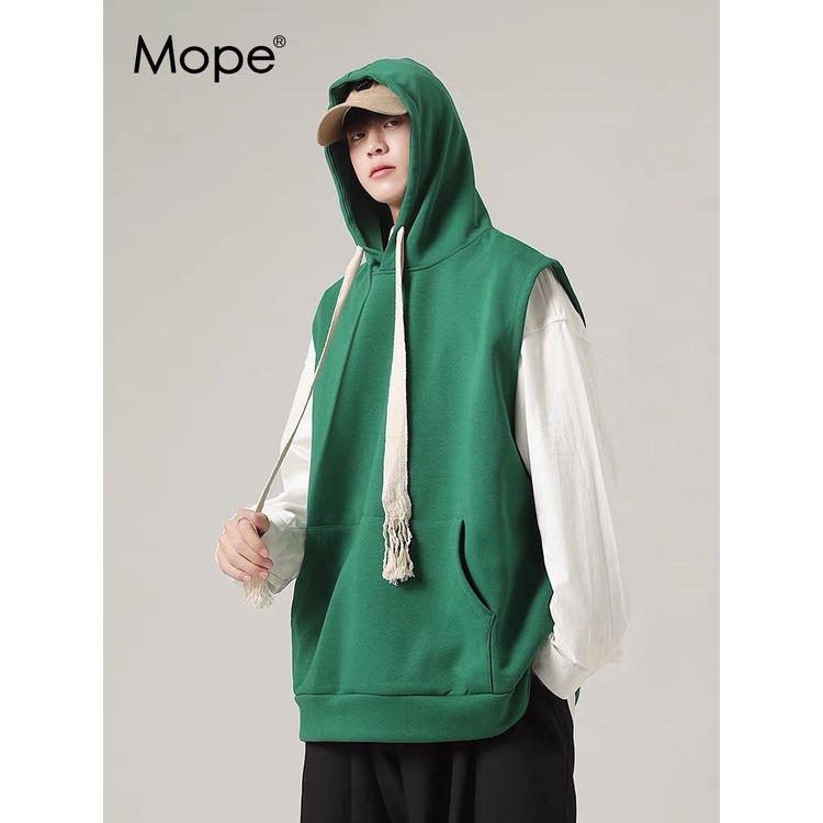 Áo Hoodie Dây Rút Không Tay có mũ trùm đầu phối dây dài Áo HOODIE cổ tròn Mới Dành Cho Bạn Nam và nữ