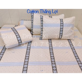 SET 5 MÓN{size drap 1m6}  VẢI COTTON THẮNG LỢI chat chọn mẫu
