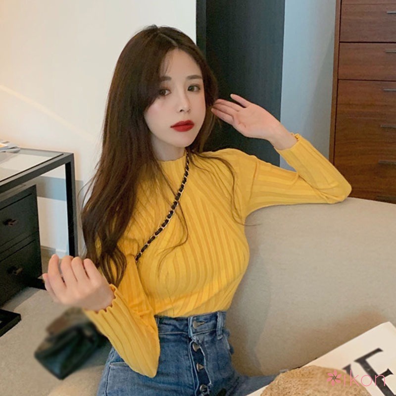 Áo Sweater Dệt Kim Cổ Lọ Phong Cách Hàn Quốc Cho Nữ