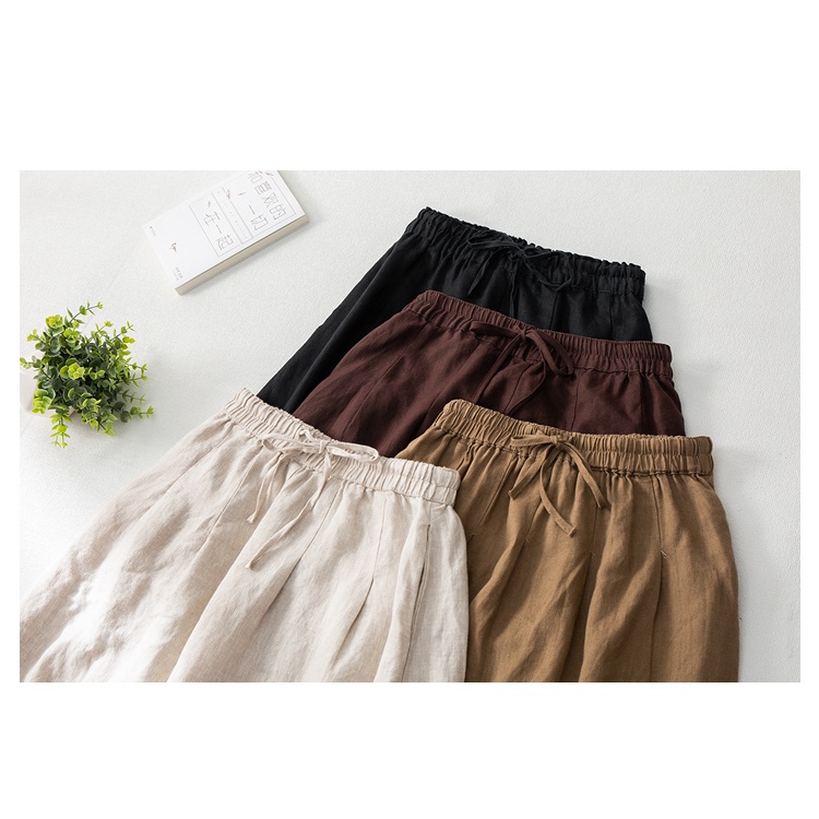Ice cotton linen half skirt a line skirt big brand female Japanese single ramie linen retro high waist loose cotton