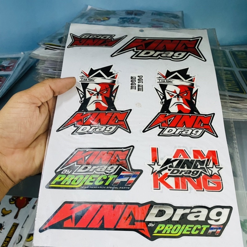 Logo king drag keo nổi dán đầu xe