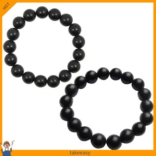 Vòng tay chuỗi hạt đá đen 8 / 10mm phong cách tối giản