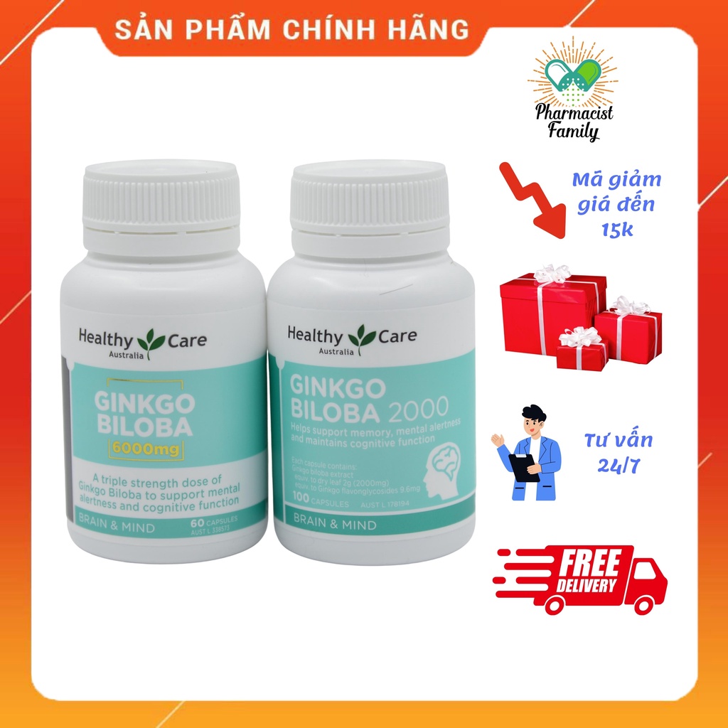 Bổ não  Healthy Care Ginkgo Biloba 2000mg - 100 viên
