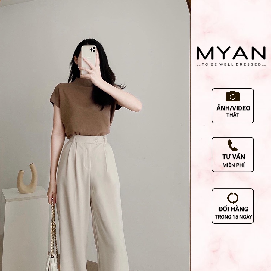 Áo Len Cánh Dơi Nữ Cổ Cao (3cm) MYAN Áo Mongtoghi Ngắn Tay Màu Trơn A092205 (0030)