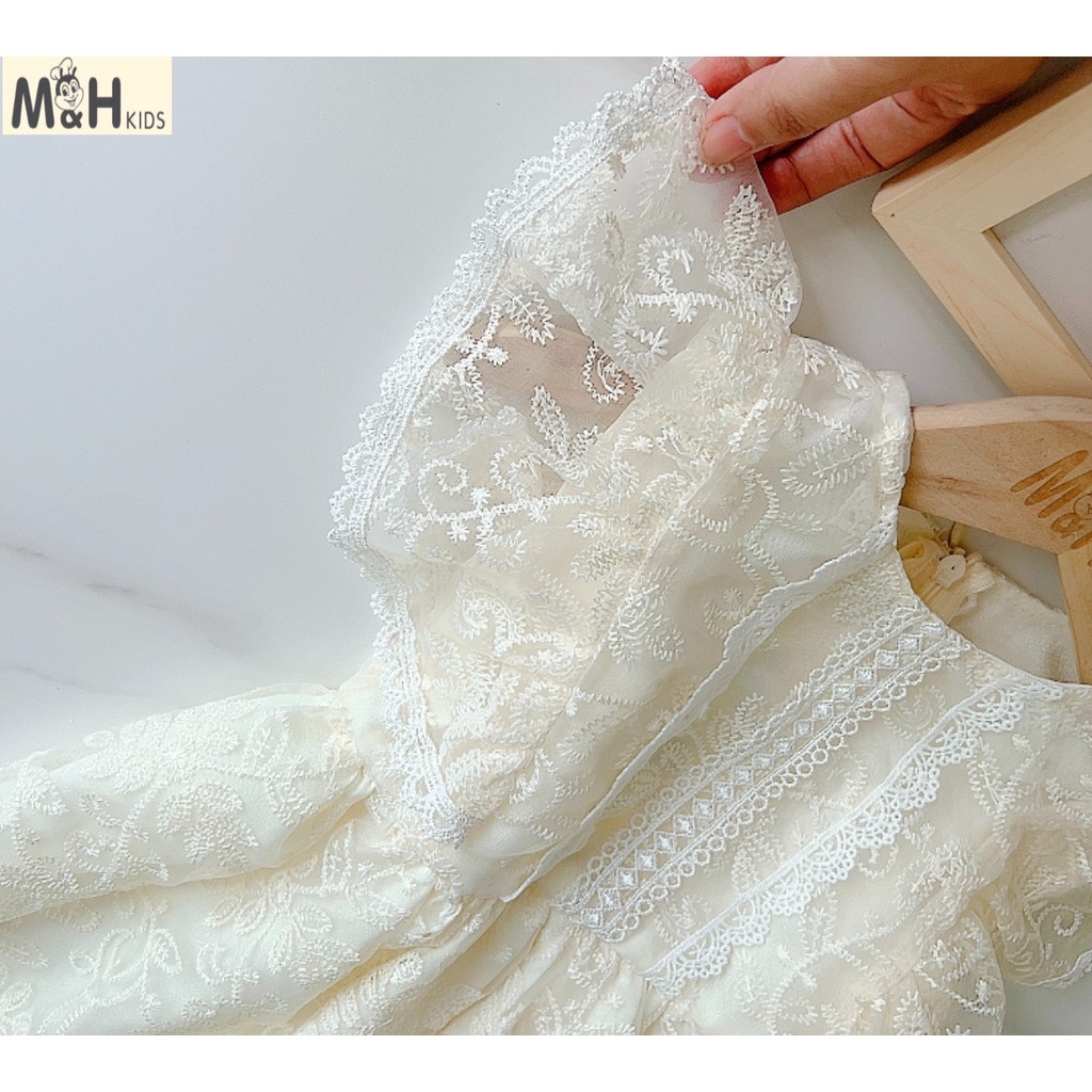 Váy Trắng Công Chúa Ren Siêu Xinh Cho Tiểu Thư NIAKI - T83