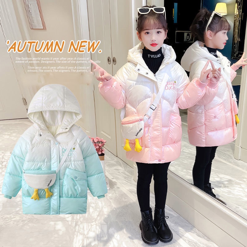 Áo khoác IQ Angel đệm cotton dày màu sắc tươi sáng phong cách Hàn Quốc mới cho bé gái