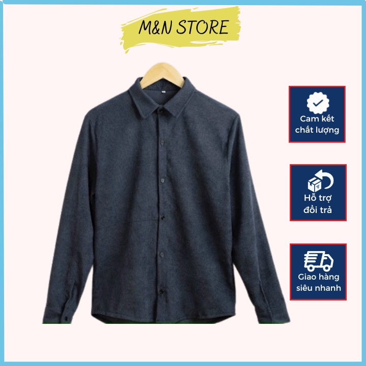 Áo sơ mi dài tay chất liệu nhung tăm kiểu dáng unisex trẻ trung