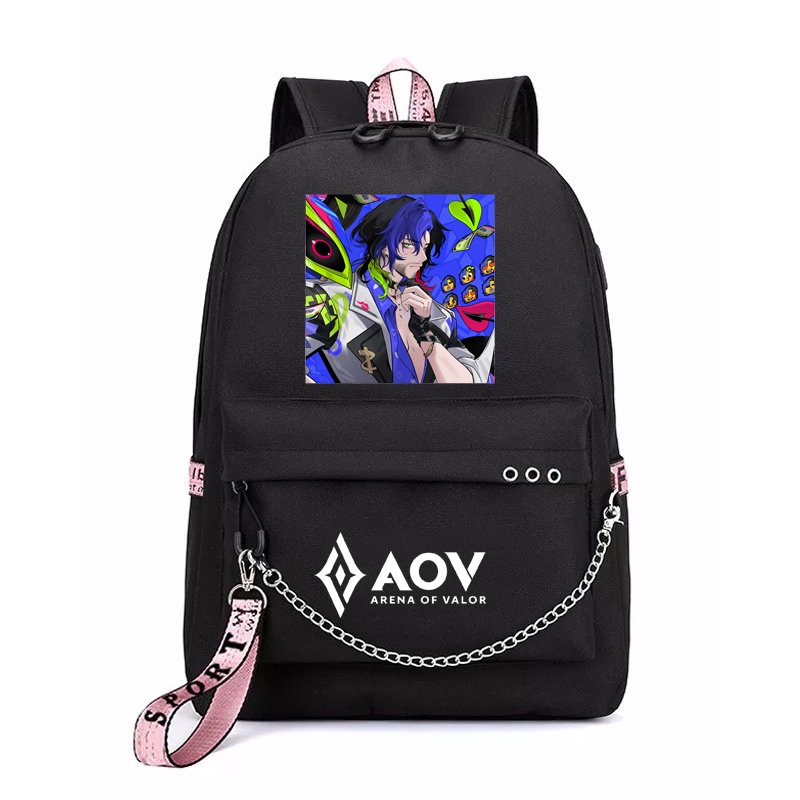 Balo thông minh đen in hình Liên quân Arena of Valor game chibi dễ thương cặp sách đi học