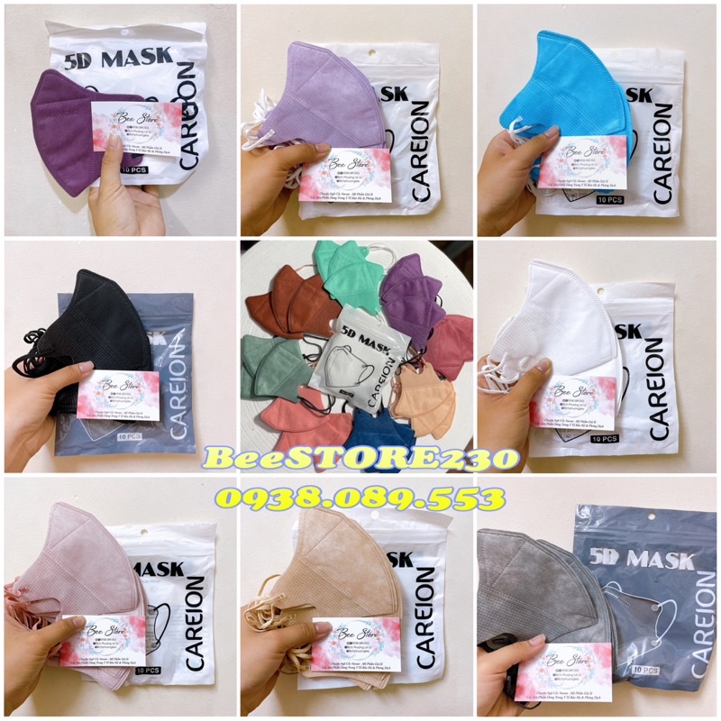 Combo 100c=10túi khẩu trang 5D 𝐂𝐀𝐑𝐄𝐈𝐎𝐍 𝐌𝐀𝐒𝐊 đủ màu hottrend THÁI chuẩn 100%