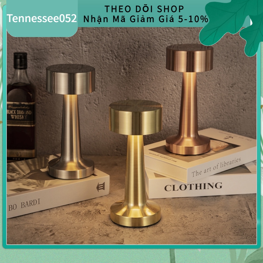 Đèn LED Để Bàn Hình Quả Tạ Bằng Kim Loại Không dây Sạc USB trang trí nhà hàng/ quán bar/ cà phê【Tennessee052】