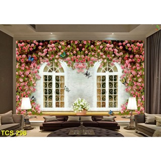 Tranh cửa sổ 3D, Decal dán tường, Tranh cửa sổ về Hoa